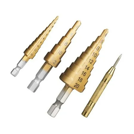 Step Drill Bit- 3 Pcs Step Drill Bits for Metal Stepped Drill Bit Set for Pla...