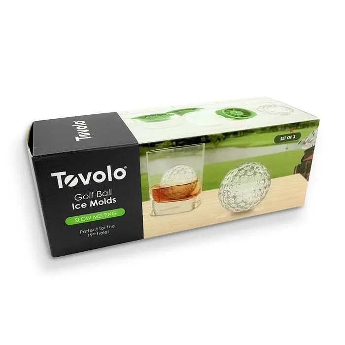 Tovolo Golf Ball Ice Molds (Set of 3) - Slow-Melting, Leak-Free, Reusable, & BPA-Free Craft Ice Molds/Great for Whiskey, Cocktails, Coffee, Soda, Fun Drinks, and Gifts