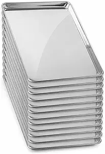 GRIDMANN 13" x 18" Commercial Grade Aluminum Cookie Sheet Baking Tray Jelly Roll Pan Half Sheet - 12 Pans