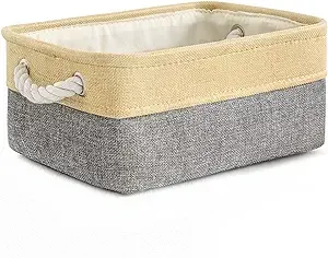 TheWarmHome Small Storage Bins Basket - Small Storage Baskets for Organizing Shelves, Fabric Storage Cubes Organizer for Changing Table Clothes Shoes Sock Towel Dog Toy,Decorative Basket Gift