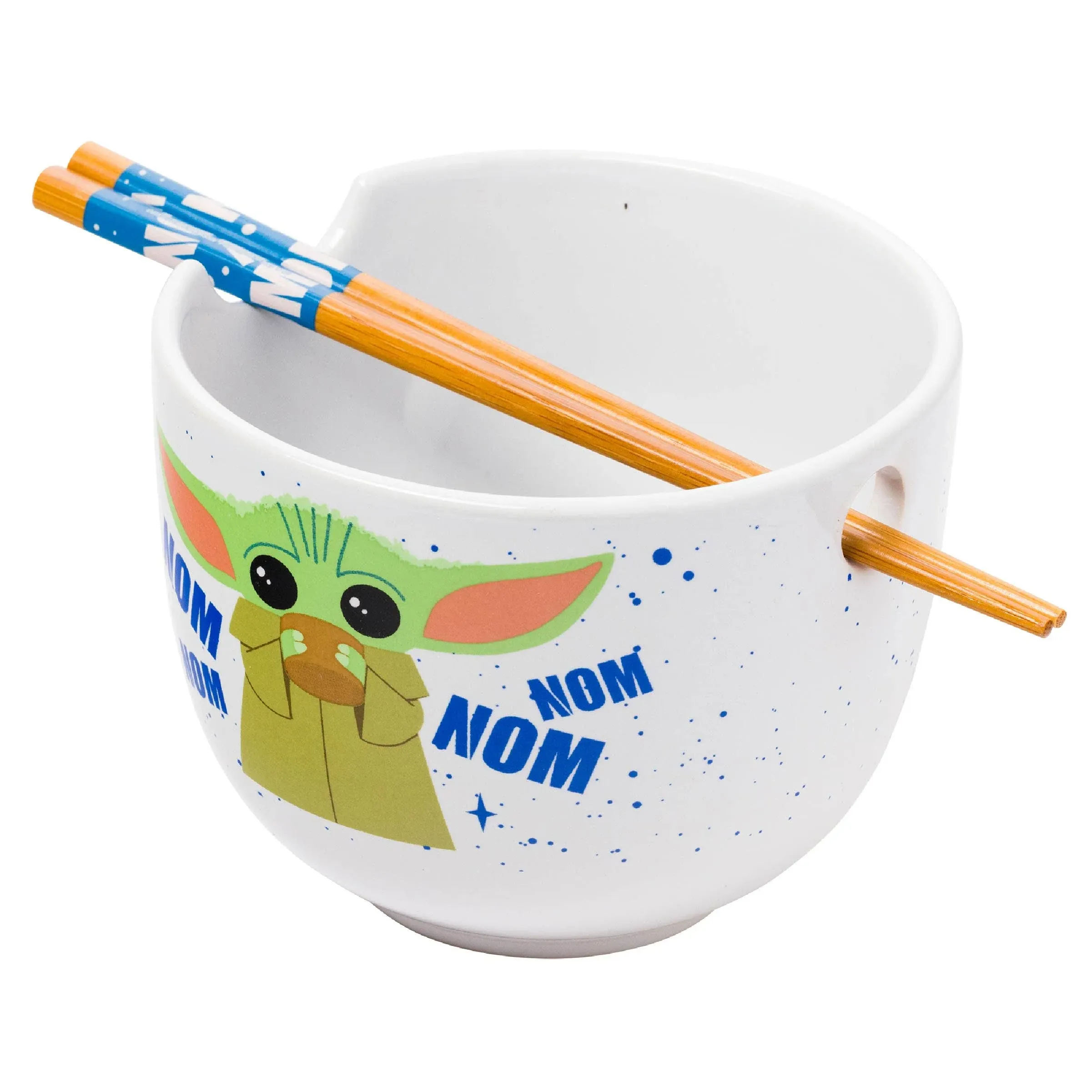 Star Wars The Mandalorian Grogu Nom Nom Ceramic 20oz Ramen Bowl with Chopsticks