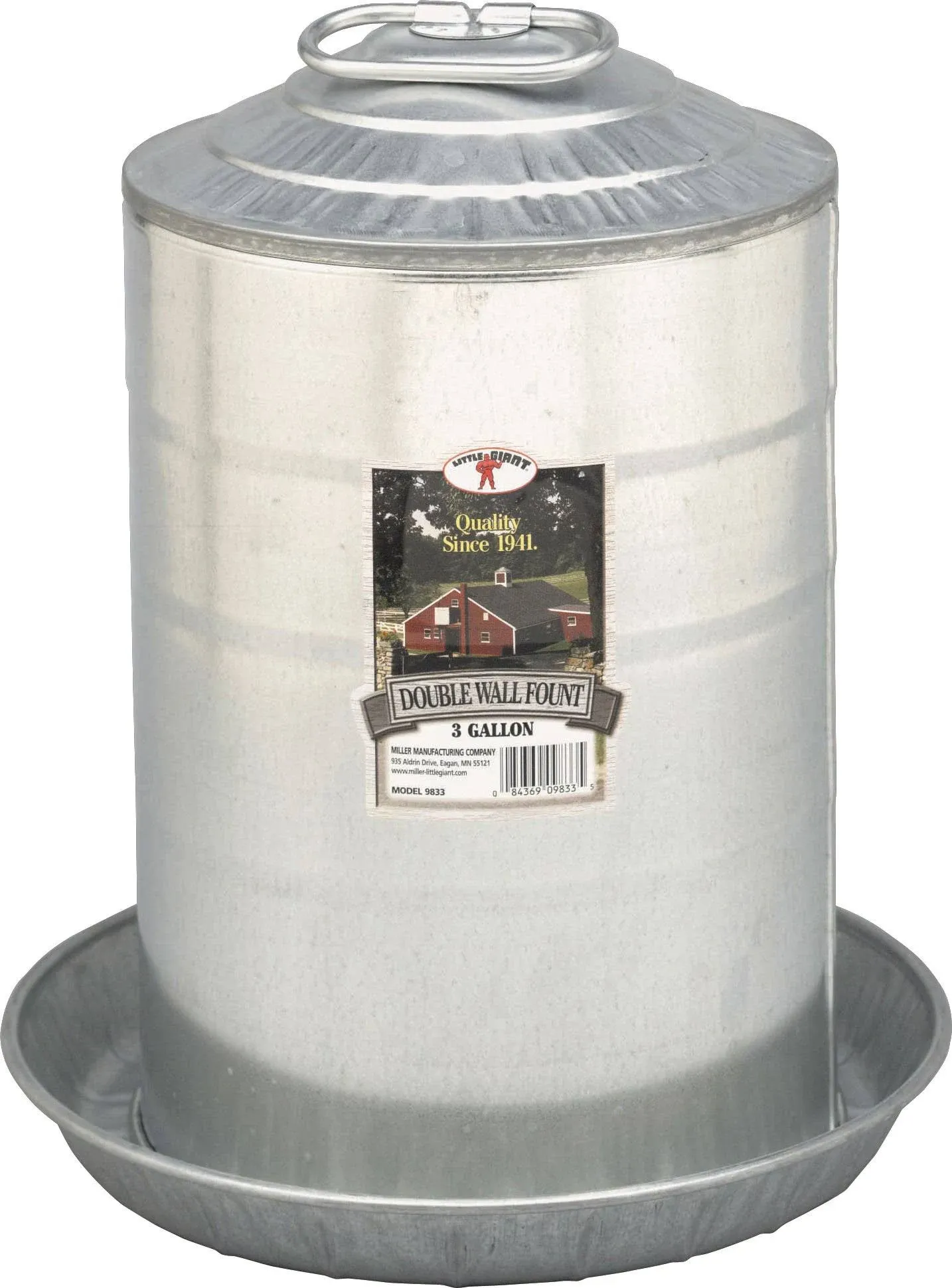 Little Giant Double Wall Poultry Fount Galvanized 2 Gal