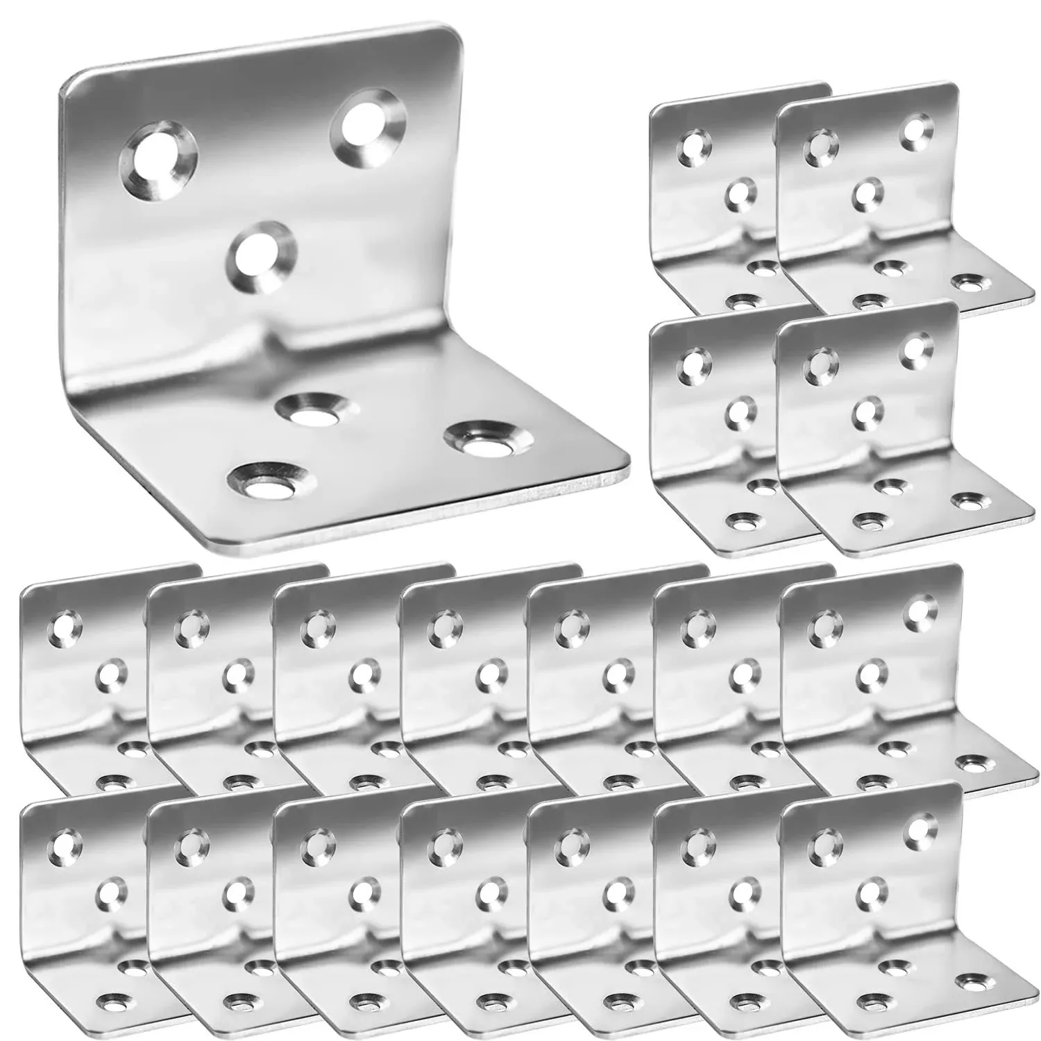 Evadow 80pcs Stainless Steel Angle brackets,1.2 x 1.2 x 1.5 Wide Small Corner ...