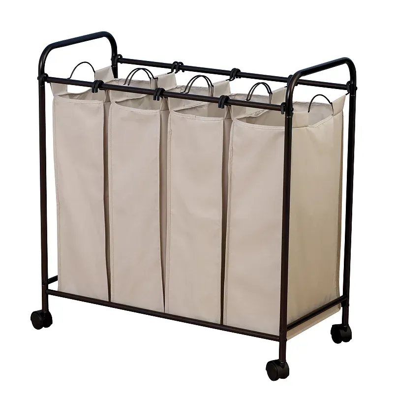 Household Essentials Rolling Quad Laundry Hamper