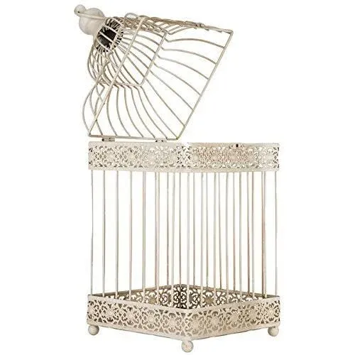 Antique White Metal Bird Cage