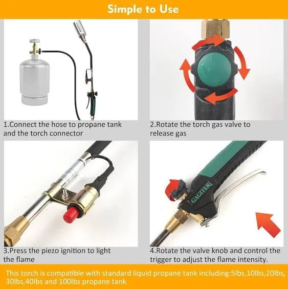 Propane Torch Weed Burner High Output Torch 800,000 BTU With 9.8FT Hose