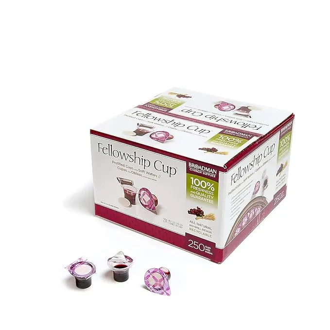 Broadman Church Supplies Pre-filled Communion Fellowship Cup, Juice and Wafer Set, 6 Count