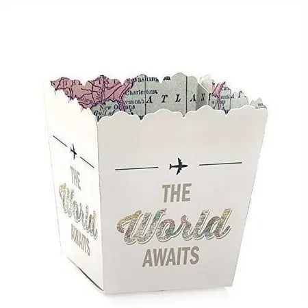 World Awaits - Party Mini Favor Boxes - Travel Theme Graduation Party Treat Candy Boxes - Set of 12