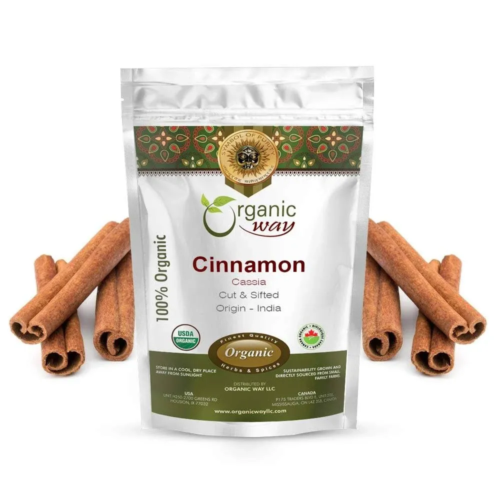 Organic Way Premium Cinnamon Cassia Sticks (Cinnamomum cassia)