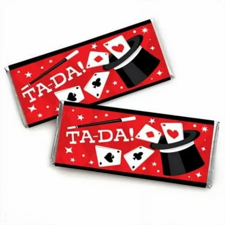 Big Dot of Happiness Ta-Da Magic Show - Candy Bar Wrapper Magical Birthday Party Favors - Set of 24