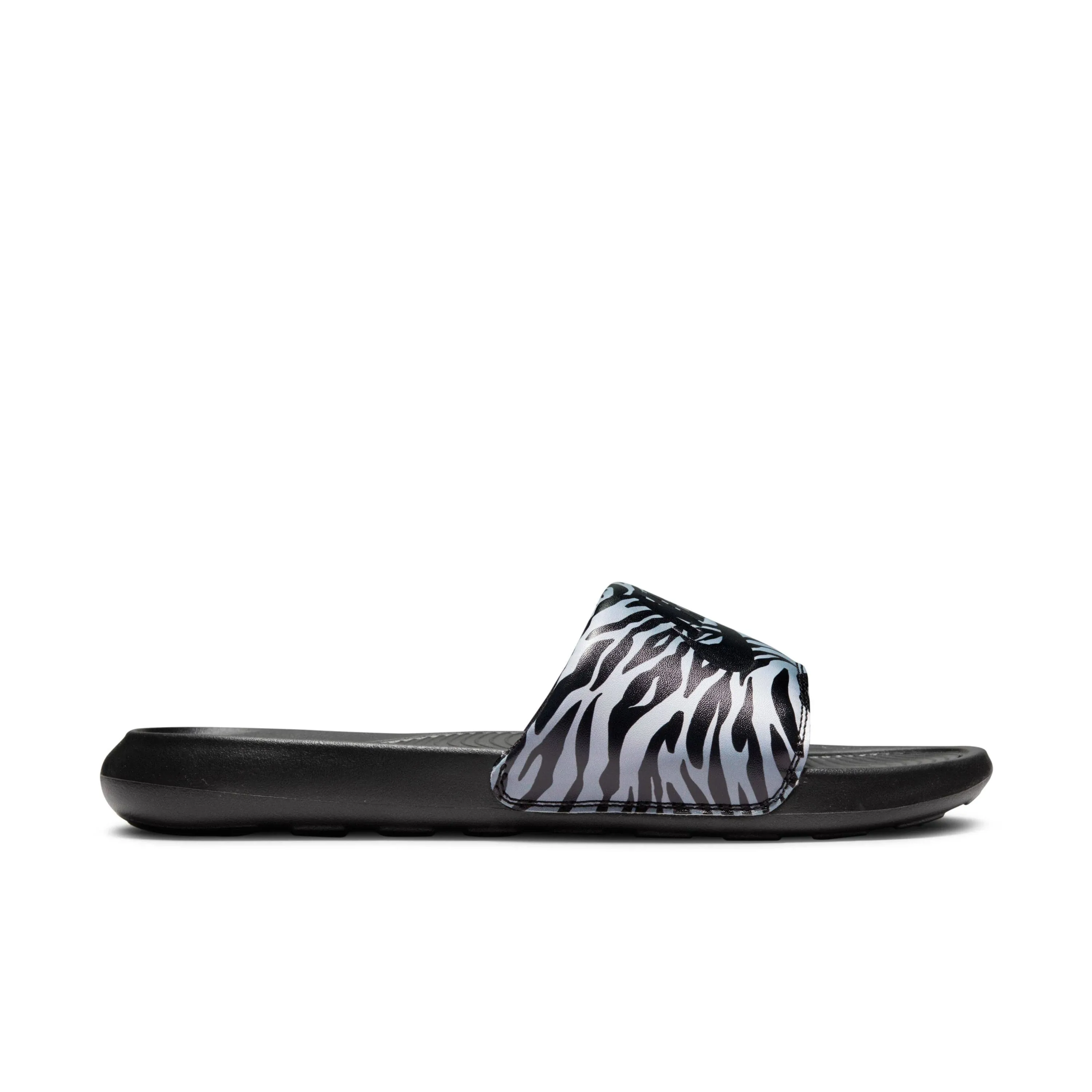 Nike Women's Victori One Print Slides, Black/Metallic Silver