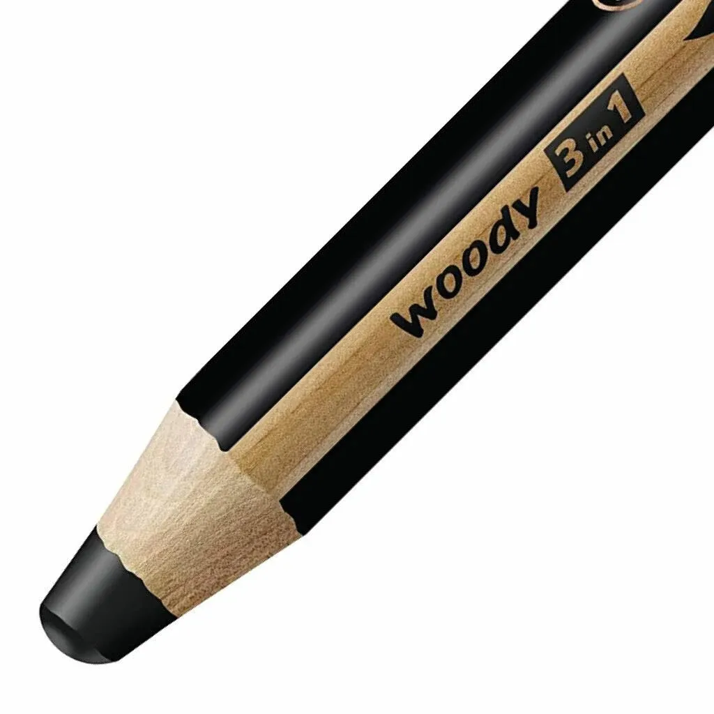 Stabilo Woody 3 in 1 Multi Talent Pencil Crayon - Black (Pack of 5)