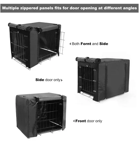 Durable Dog crate cover Double Door for large pet Kennel Covers Universal Fit for 24 30 36 42 48 inches Wire Dog Crate (30 Inch (30" L x 19" W x 21" H))-Black