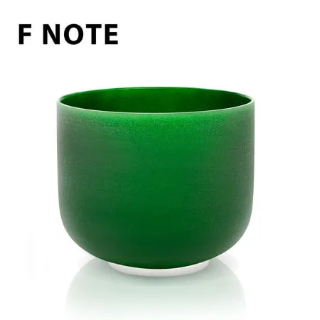 TOPFUND 440 Hz Green F Note Crystal Singing Bowl Heart Chakra 8 inch with Singing Bowl Suede Striker for Sound Healing Meditation