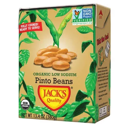 "Jack's Quality Pinto Beans, Organic, Low Sodium, 8-Pack (13.4 Oz Each)"