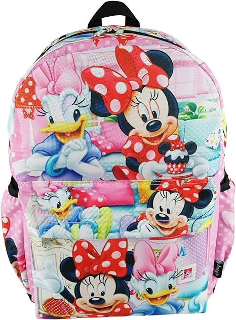 Minnie Mouse Deluxe Oversize Print Large 16" Backpack with Laptop Compartment - A19750