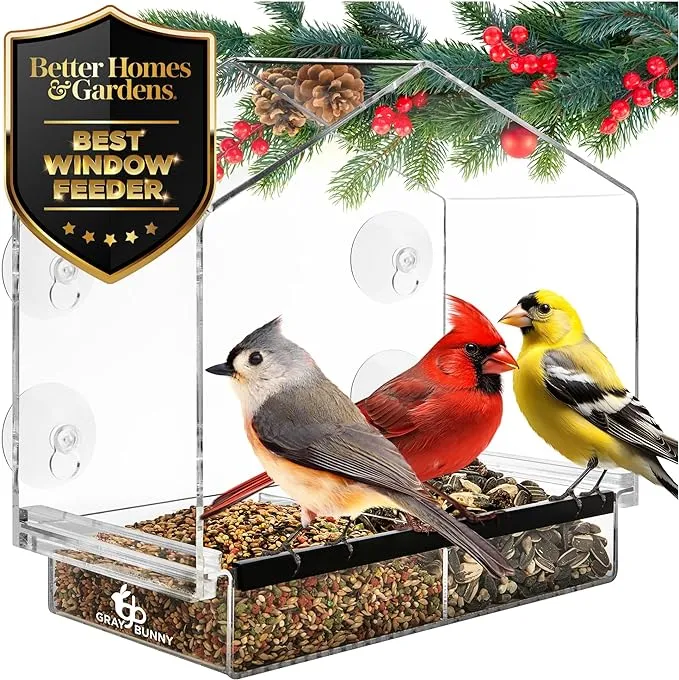 Clear Window Bird Feeder - Window Bird Feeders for Outside, Window Bird Feede...