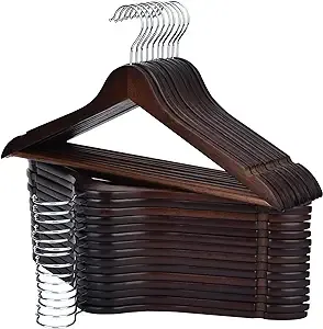 Edergoo Wooden Hangers 30 Pack, Slim Hangers Wood with Non Slip Pants Bar,