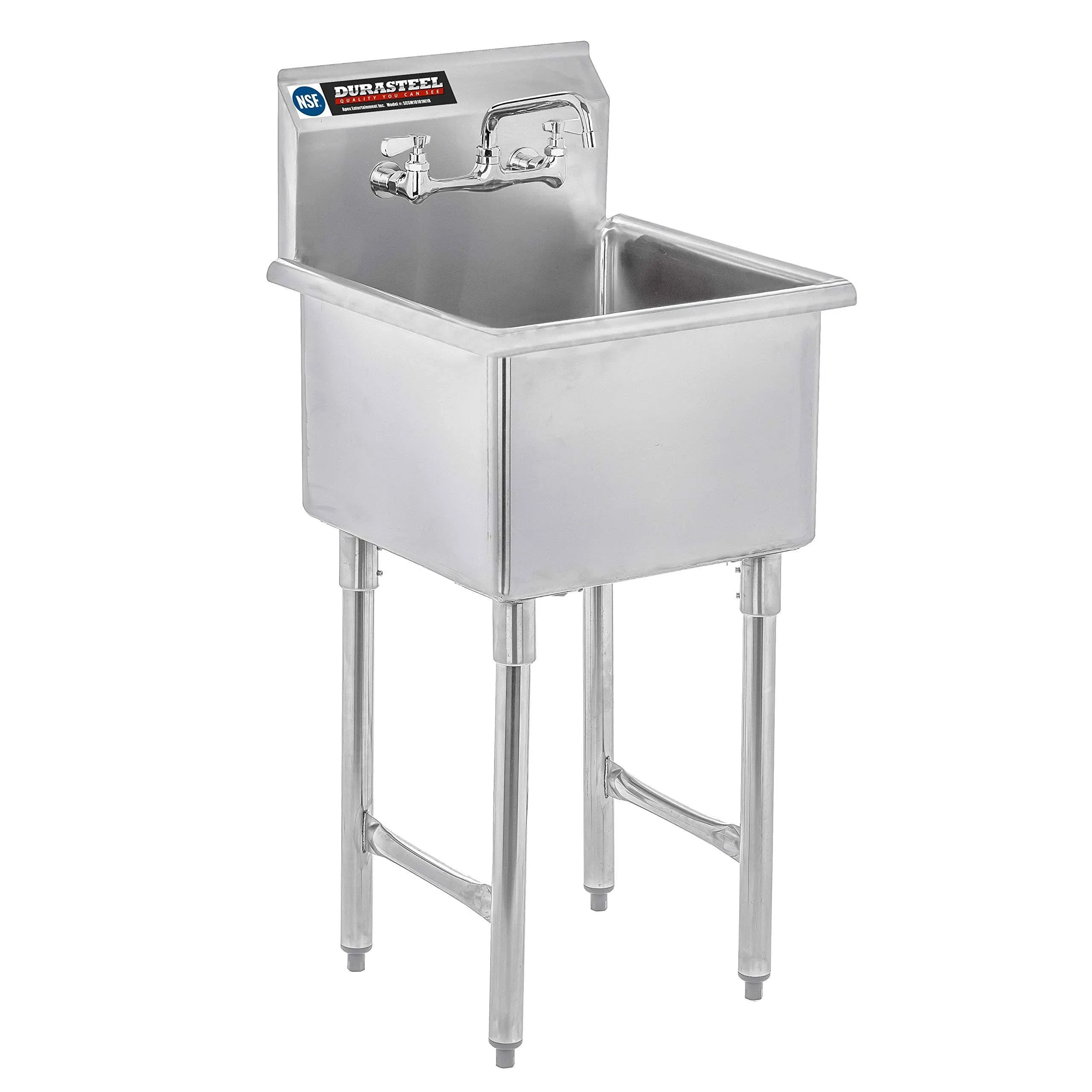 Stainless Steel Prep &amp; Utility Sink -  1 Compartment Commercial Kitchen Sink - N