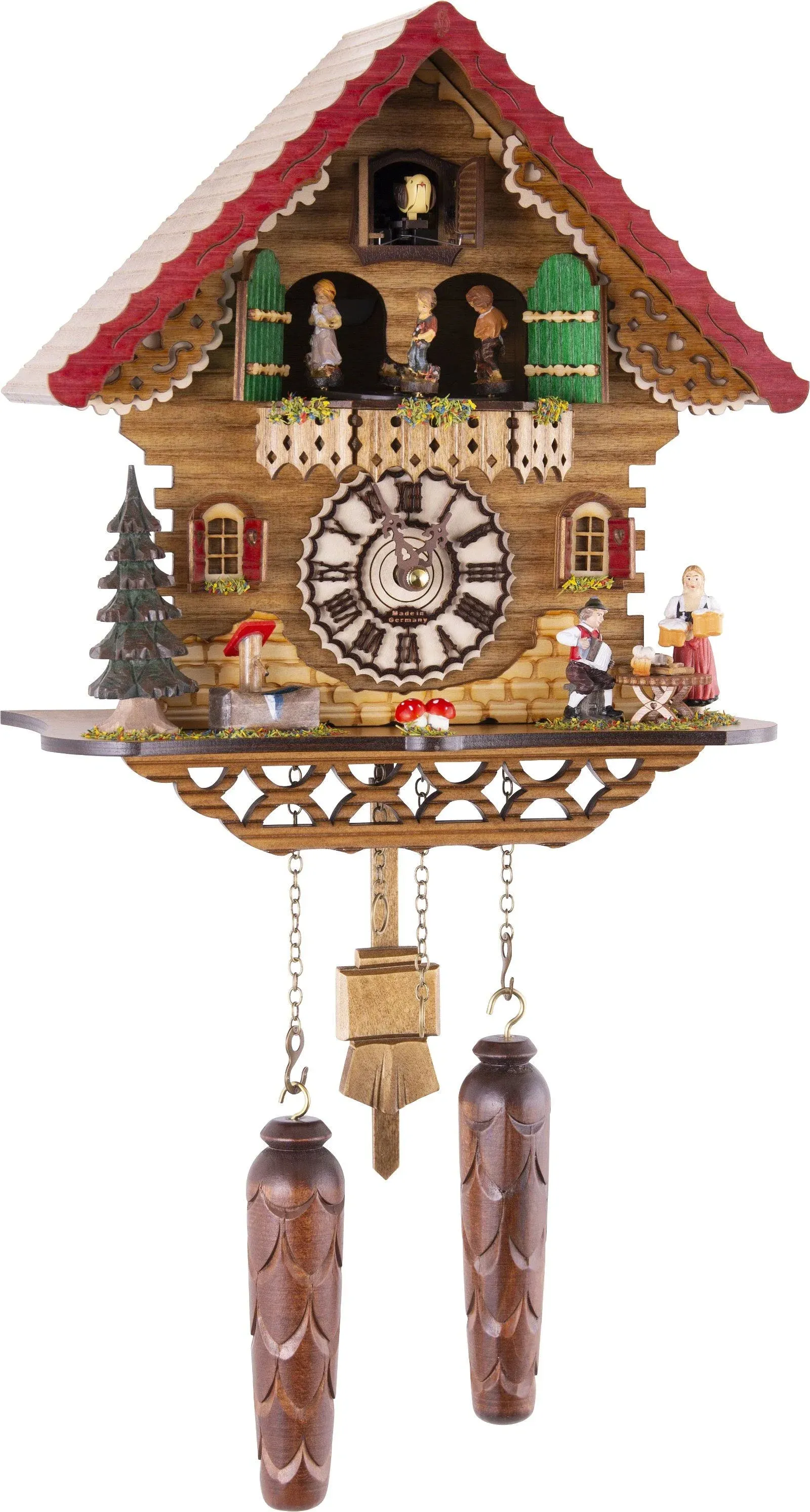 Quartz Cuckoo Clock Black forest house with music, turning.. TU 474 QMT HZZG NEW  | eBay