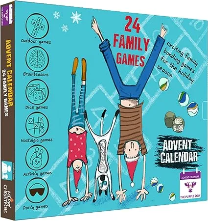 NEW 2024 Advent/Countdown Calendar FAMILY GAMES. 24 OF THE BEST EVER FAMILY GAMES IN ONE BOX – put the screen aside and enjoy hours of FUN. Comes with a step-by-step picture guide. For kids aged 6+. The perfect family bonding experience.