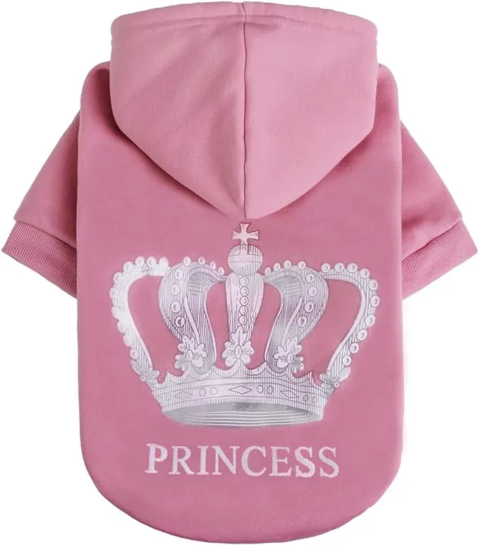 Princess Dog Hoodie -Hooded Dog Sweater with Leash Hole,Dog Cold Weather Clothes