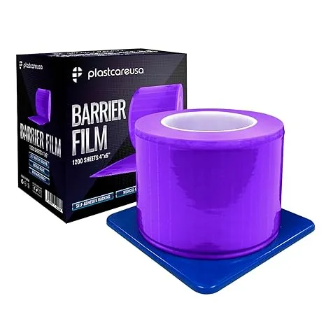 Blue Barrier Film Roll 4"x6" - Protective Dental Barrier Film for Dental, Medical, Tattoo - Perforated Adhesive Barrier Tape Sheets (1 Box of 1200 Sheets) by PlastCare USA