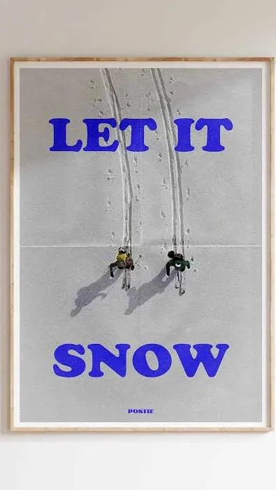 Let It Snow Christmas Poster Print, Mid Century Modern Holiday Prints, Christmas ...