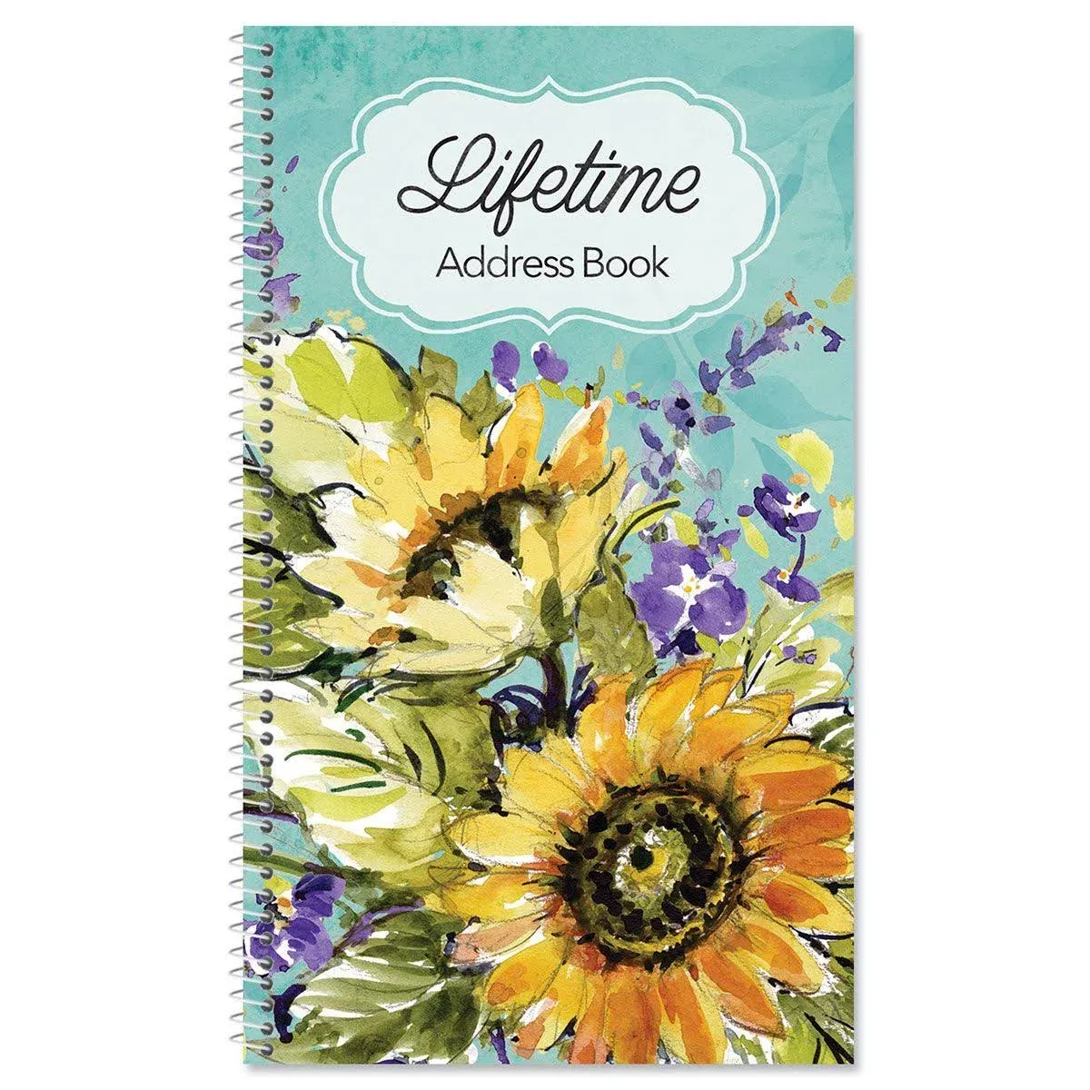 Watercolor Sunflower Address Book - 94 Pages; 5  x 8-1/2   Spiral Bound Address Book