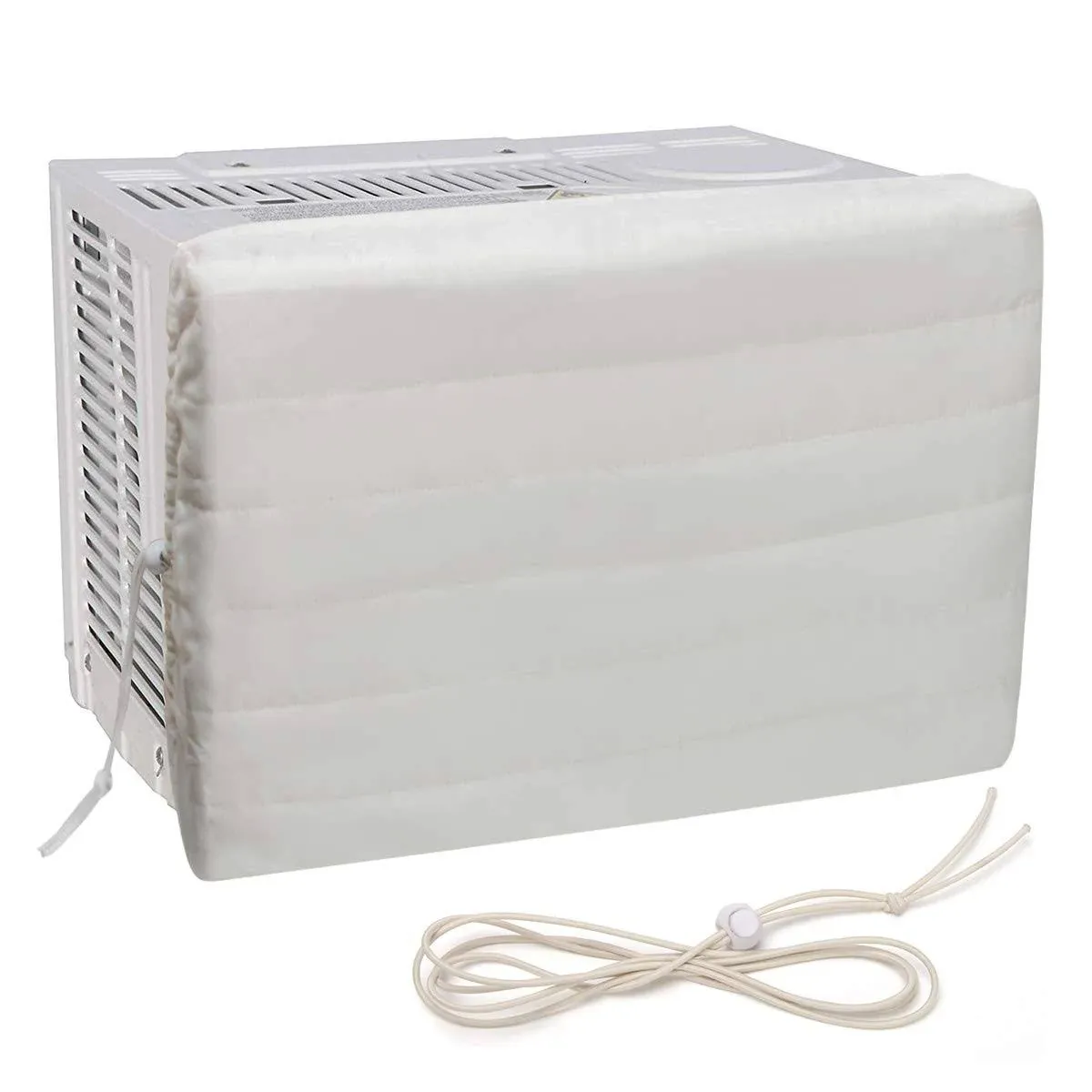 Luxiv Indoor Air Conditioner Cover White Window Unit Cover Anti-Rust Adjustable Cover for Indoor Window AC with Free Elastic Straps