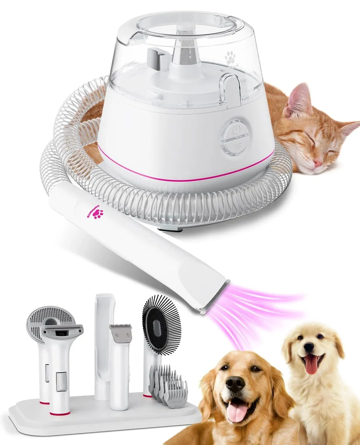 LPAWHAUS Dog Grooming Kit &amp; Vacuum Suction 99% Pet Hair Remover with 5 in 1 Pet