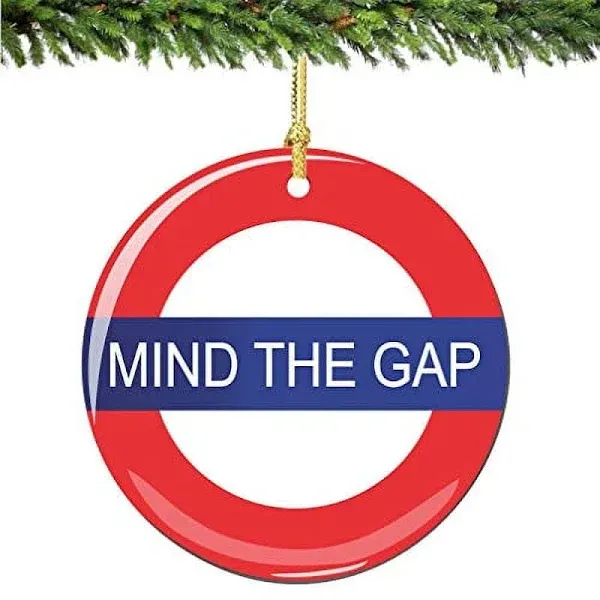 Mind The Gap Christmas Ornament, Porcelain 2.75 Inch London Christmas Ornaments