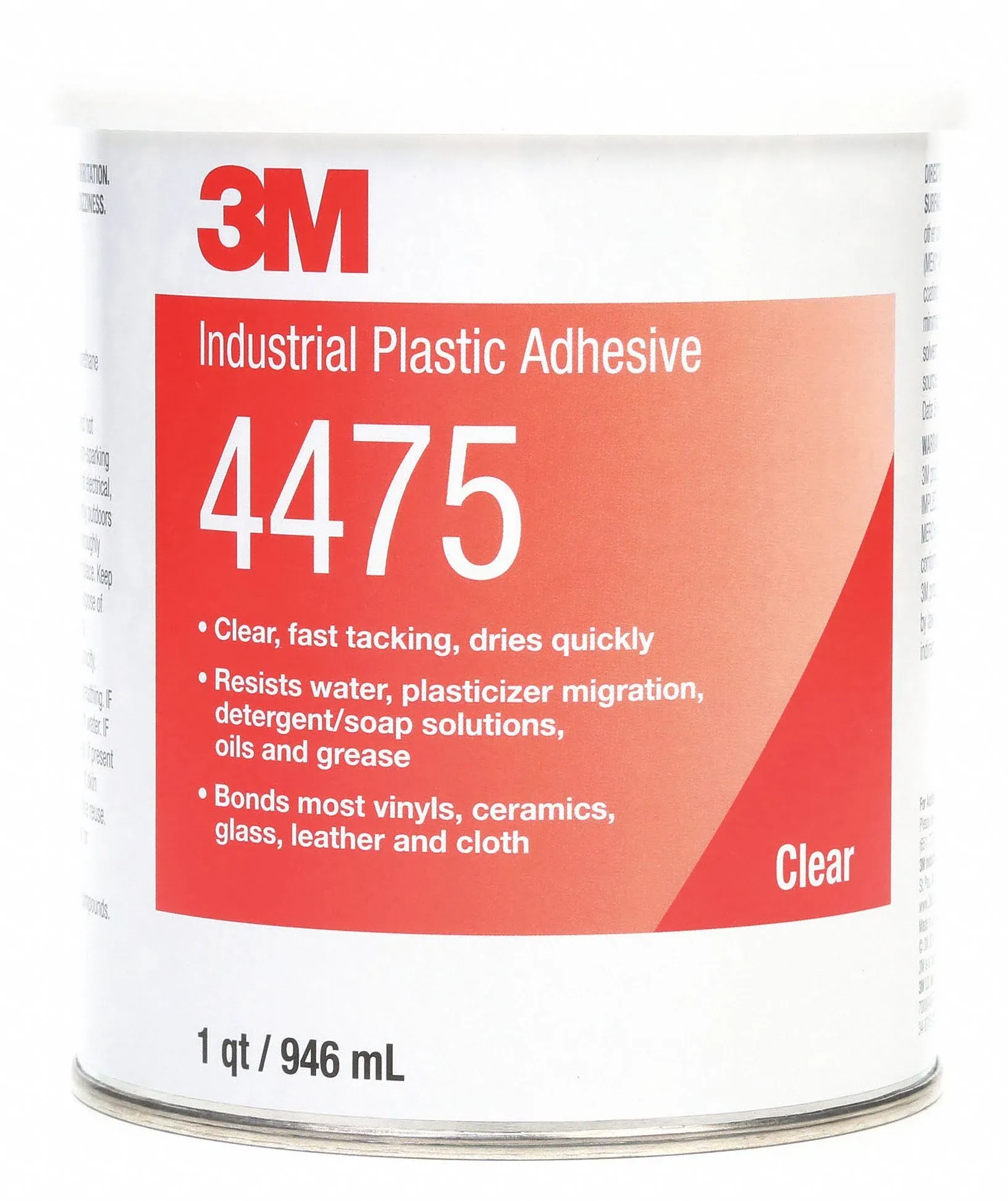 3M Industrial Plastic Adhesive 4475, Clear, 1 Quart Can