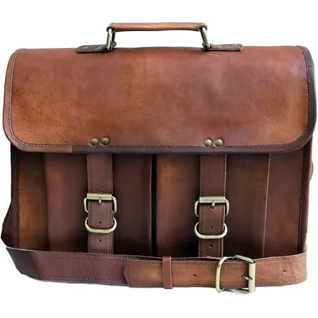 15 leather messenger bag laptop case office briefcase gift for men computer distressed shoulder bag