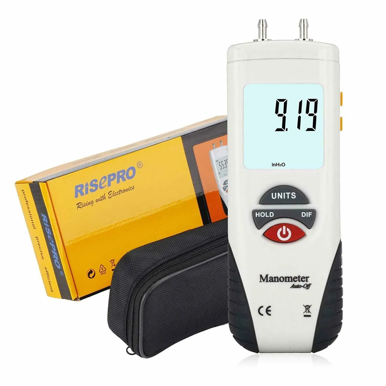 RISEPRO Manometer Digital Air Pressure Meter and Differential Pressure Gauge HVAC GAS