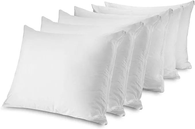 CirclesHome Standard Zippered Pillow Protectors | 100% Cotton Breathable Pillow Covers | Protects Pillows from Dirt, Dust, and Debris | (Standard 20x26 - Set of 6)