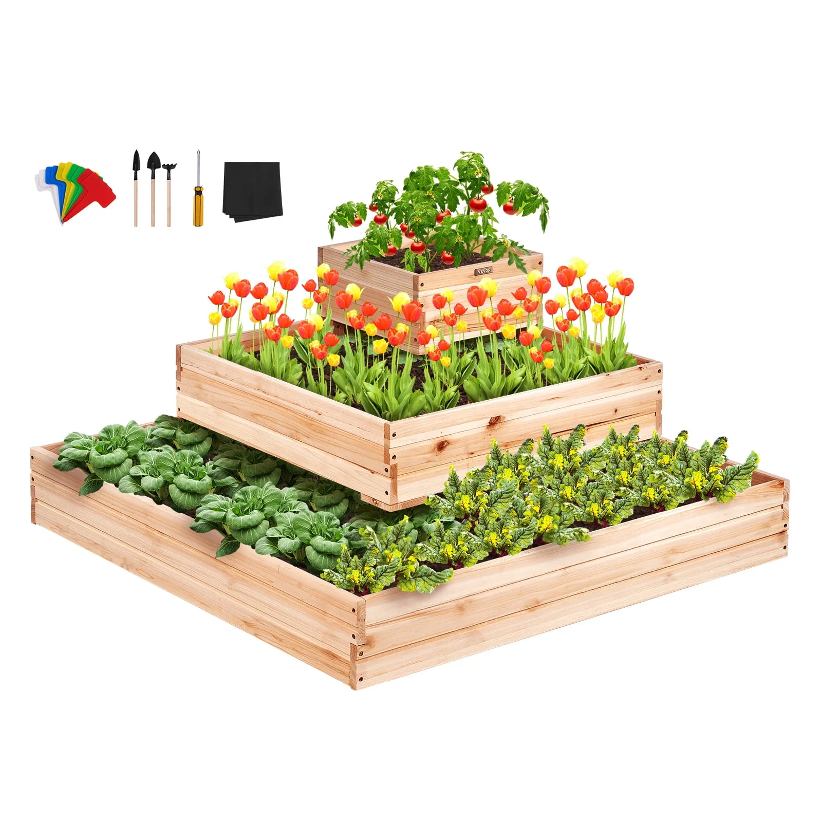 VEVOR Wooden Raised Garden Bed Planter Box Burlywood