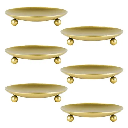 Koyal Wholesale Gold Pillar Candle Holders Iron Plate Set of 6