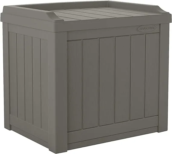 Suncast 22 Gallon Indoor or Outdoor Backyard Patio Small Storage Deck Box with Attractive Bench Seat and Reinforced Lid, Cyberspace