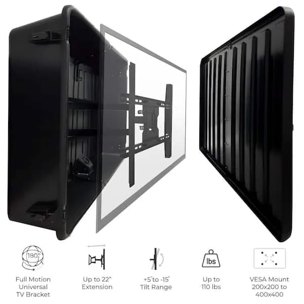 Outdoor TV Hard Cover Weatherproof Protection 45 in. - 55 in. Television Mounting Bracket Included