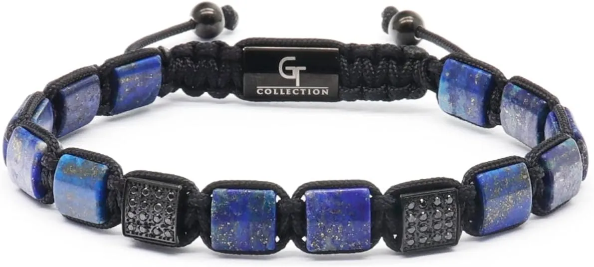 Lapis Lazuli Bracelet - Flat Bead Bracelet for Men