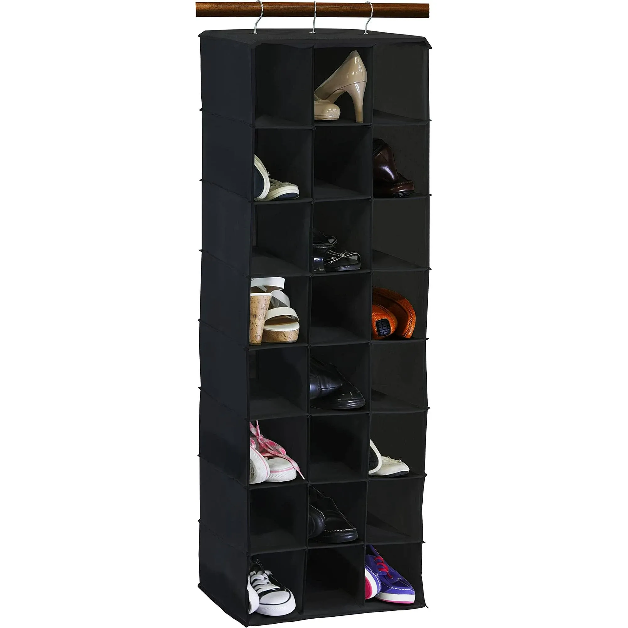 Simplehouseware Hanging Closet Organizers 24 Section Shoe Shelves, Black