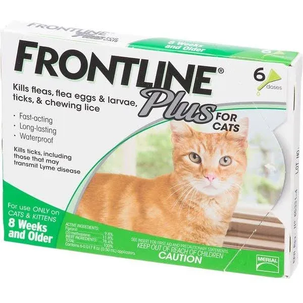 FRONTLINE Plus For Cats and Kittens Flea and Tick Treatment, 6 Doses