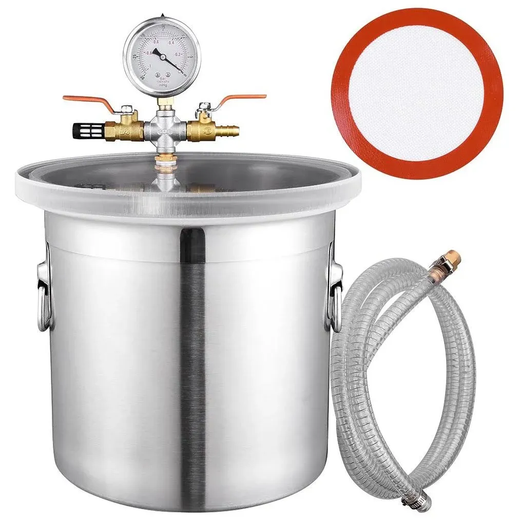 Yescom 3 Gallon Stainless Steel Vacuum Chamber Tempered Glass Lid kit for Essential Oils Silicone Mold Defoaming DIY