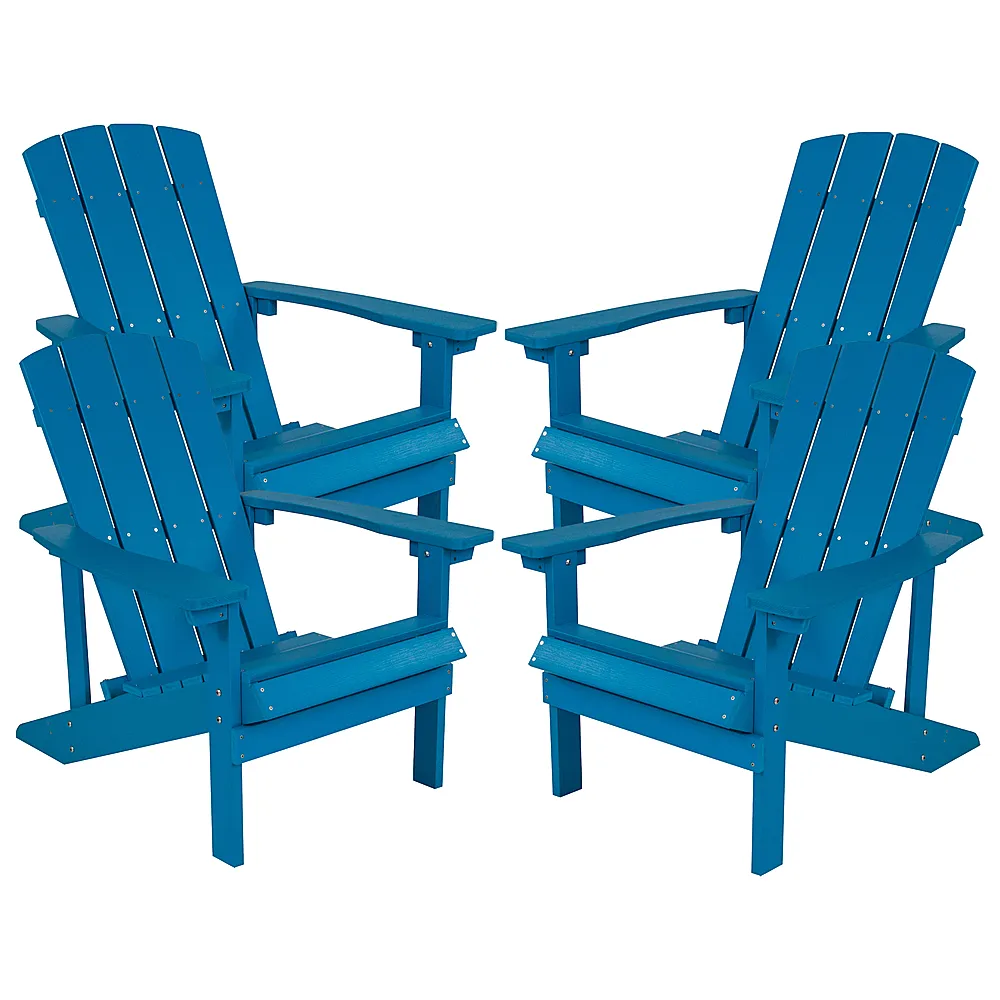 Blue Poly Resin Adirondack Chair, PK 4