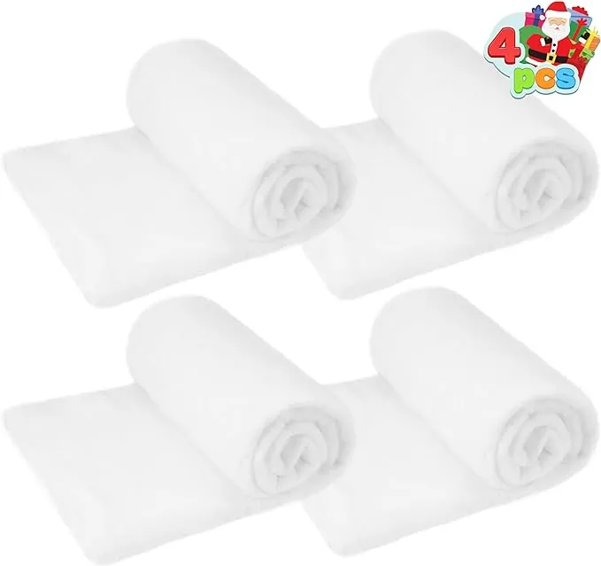 4 Pcs Christmas Snow Blanket Roll (3X8 ft) for Christmas Decorations