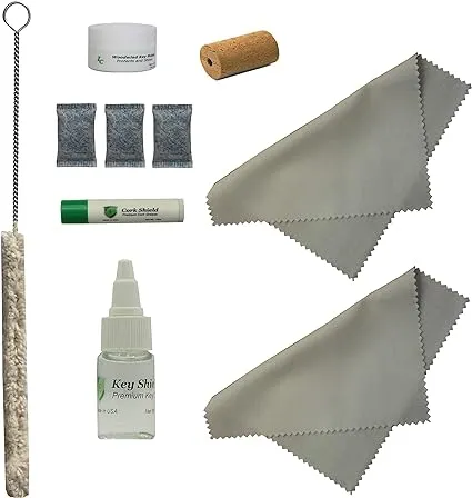 Flute Care Kit, Cleaning Swab, (2) Polishing Cloths, Key Oil, Cork Grease, Key Polish, Head Cork, Anti-Tarnish Packets