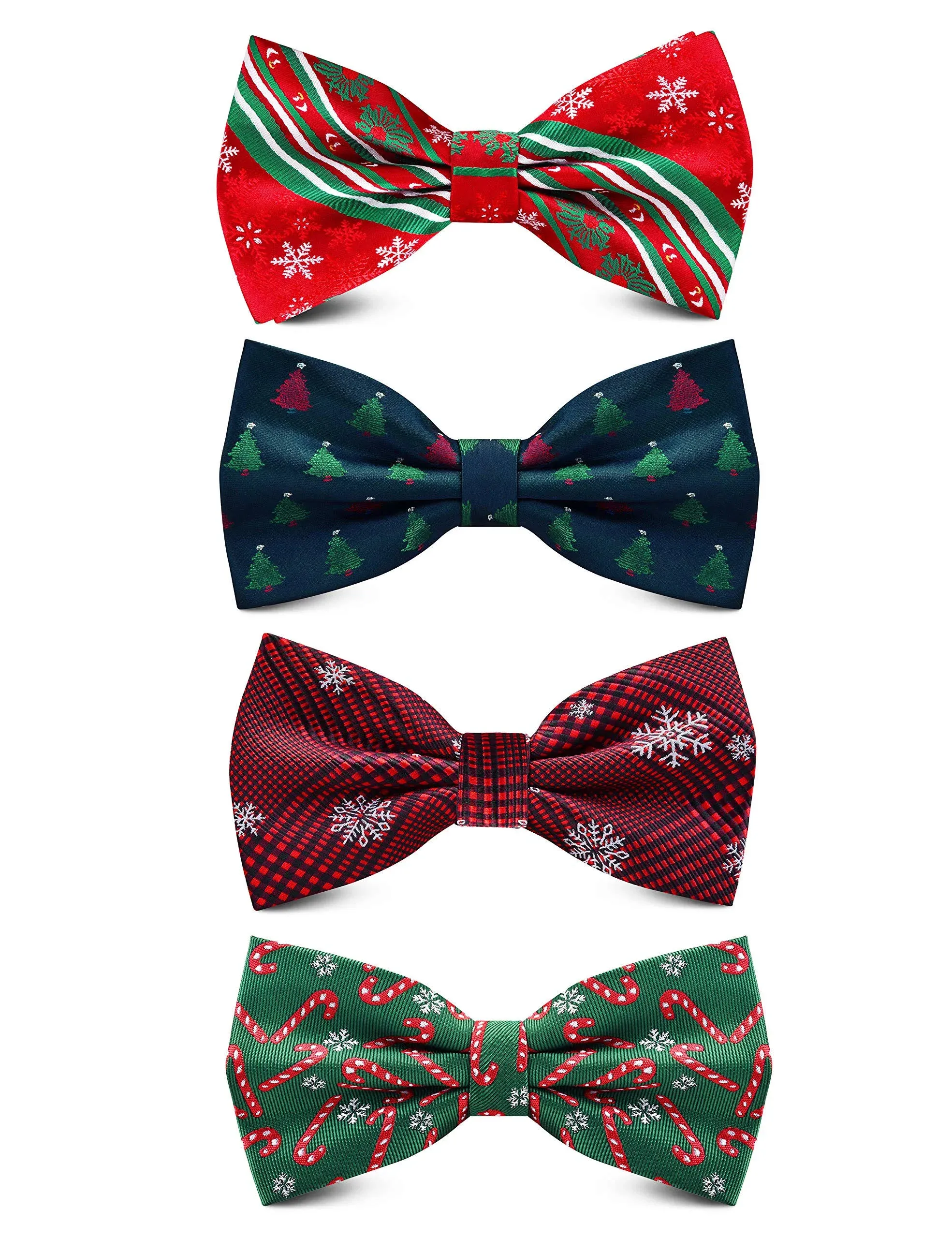 GUSLESON 4PCS Men&#039;s Christmas Bow tie Double Fold Pre-Tied Bow ties Snow Tree Pa