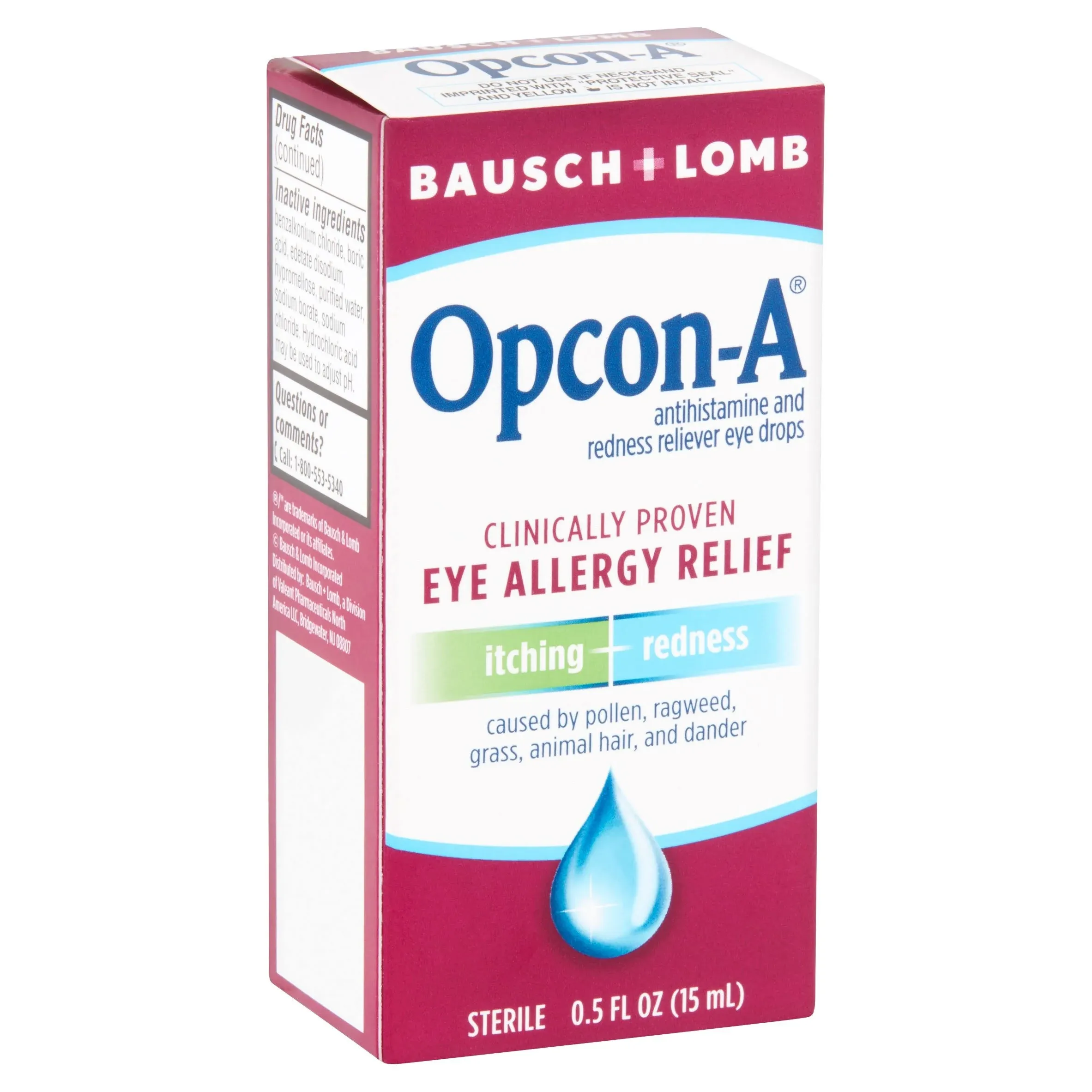 Bausch & Lomb Opcon-A Eye Drops, Antihistamine and Redness Reliever - 0.5 fl oz