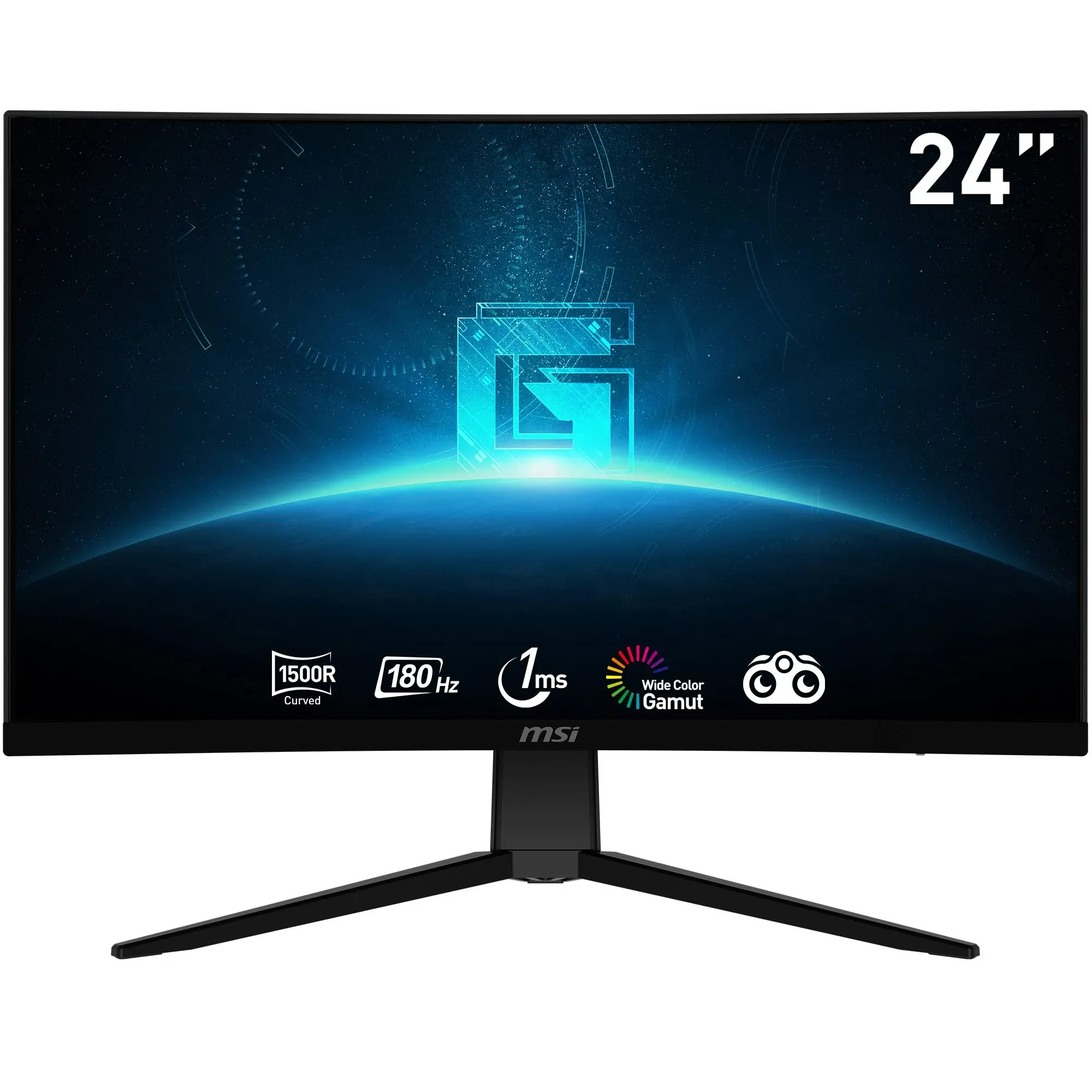 MSI G242C, 24" Curved Gaming Monitor, 1920 x 1080 (FHD), VA, 1 ms, 170 Hz, FreeSync Premium, HDMI, DP Port, Tilt,Black